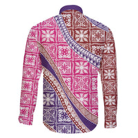 Hawaiian Quilt Pattern Family Matching Off Shoulder Maxi Dress and Hawaiian Shirt Sweet Color Mixed - Polynesian Pride