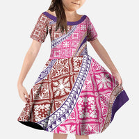 Hawaiian Quilt Pattern Family Matching Puletasi and Hawaiian Shirt Sweet Color Mixed - Polynesian Pride