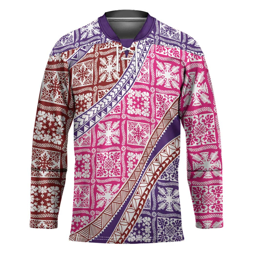 Hawaiian Quilt Pattern Hockey Jersey Sweet Color Mixed - Polynesian Pride