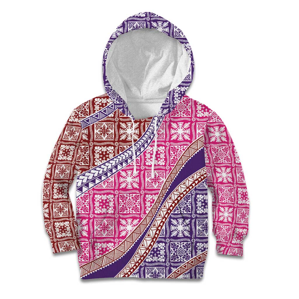Hawaiian Quilt Pattern Kid Hoodie Sweet Color Mixed LT01 Hoodie Pink - Polynesian Pride