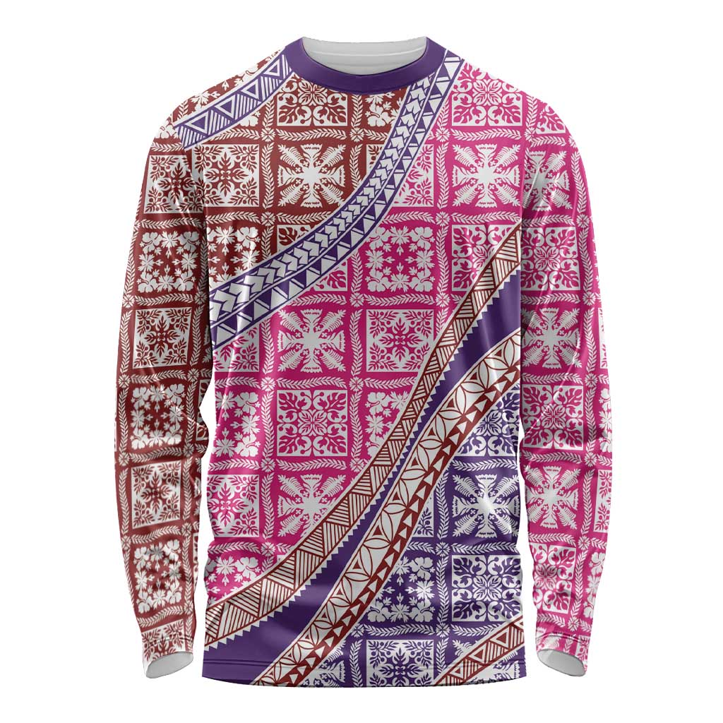 Hawaiian Quilt Pattern Long Sleeve Shirt Sweet Color Mixed LT01 Unisex Pink - Polynesian Pride