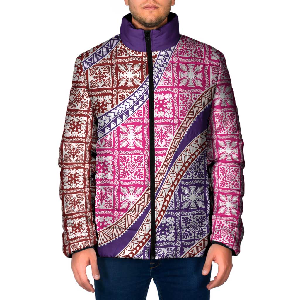 Hawaiian Quilt Pattern Padded Jacket Sweet Color Mixed LT01 Men Pink - Polynesian Pride