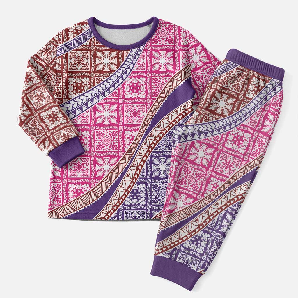 Hawaiian Quilt Pattern Christmas Pajama Set Sweet Color Mixed - Polynesian Pride