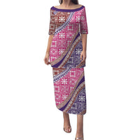 Hawaiian Quilt Pattern Puletasi Sweet Color Mixed LT01 Long Dress Pink - Polynesian Pride