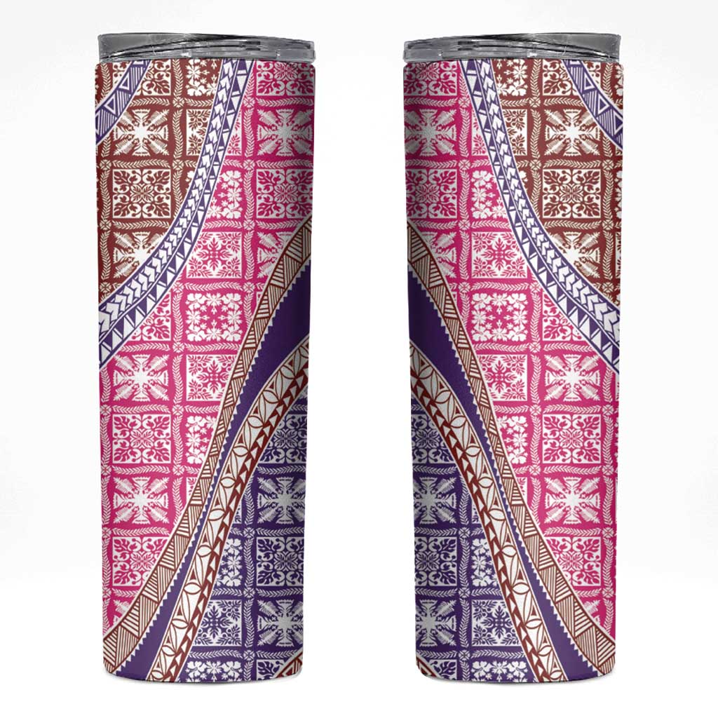 Hawaiian Quilt Pattern Skinny Tumbler Sweet Color Mixed LT01 Pink - Polynesian Pride