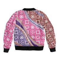 Hawaiian Quilt Pattern Sleeve Zip Bomber Jacket Sweet Color Mixed LT01 - Polynesian Pride