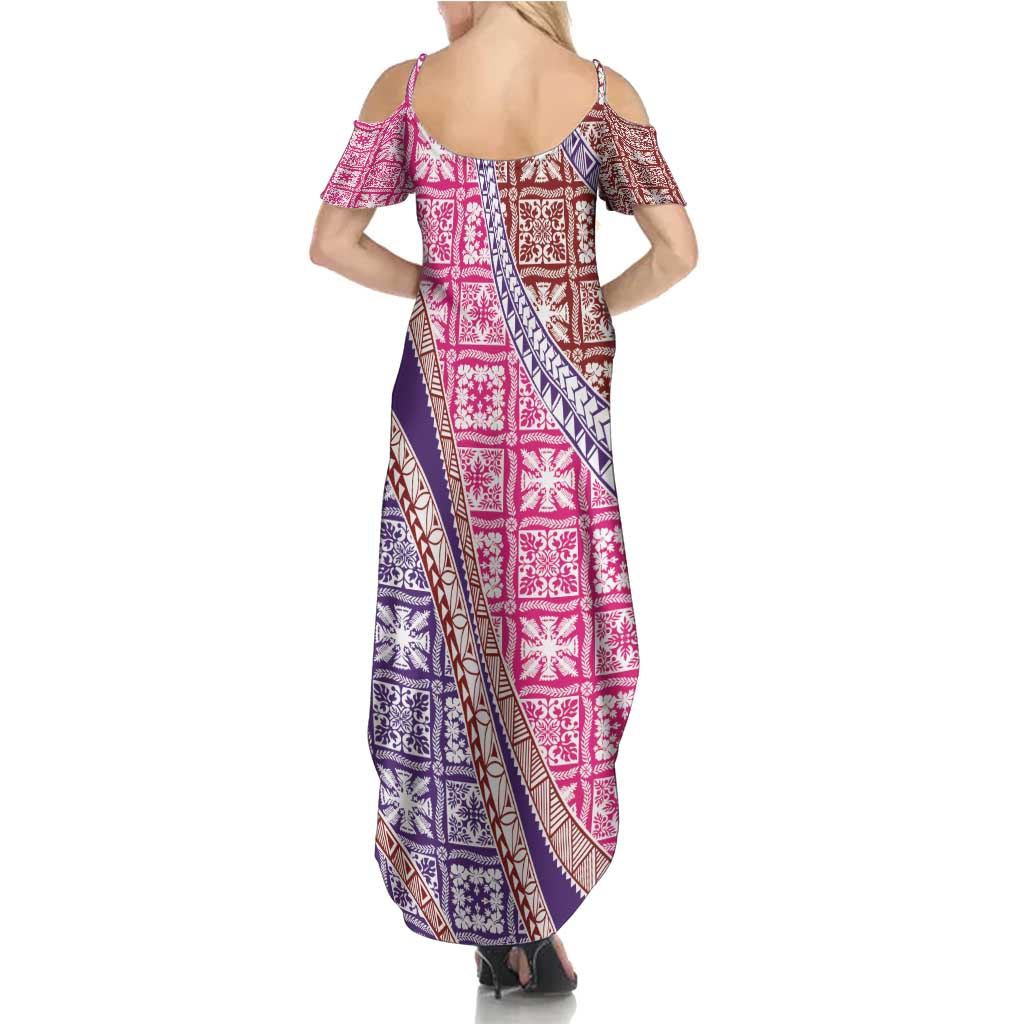 Hawaiian Quilt Pattern Summer Maxi Dress Sweet Color Mixed - Polynesian Pride