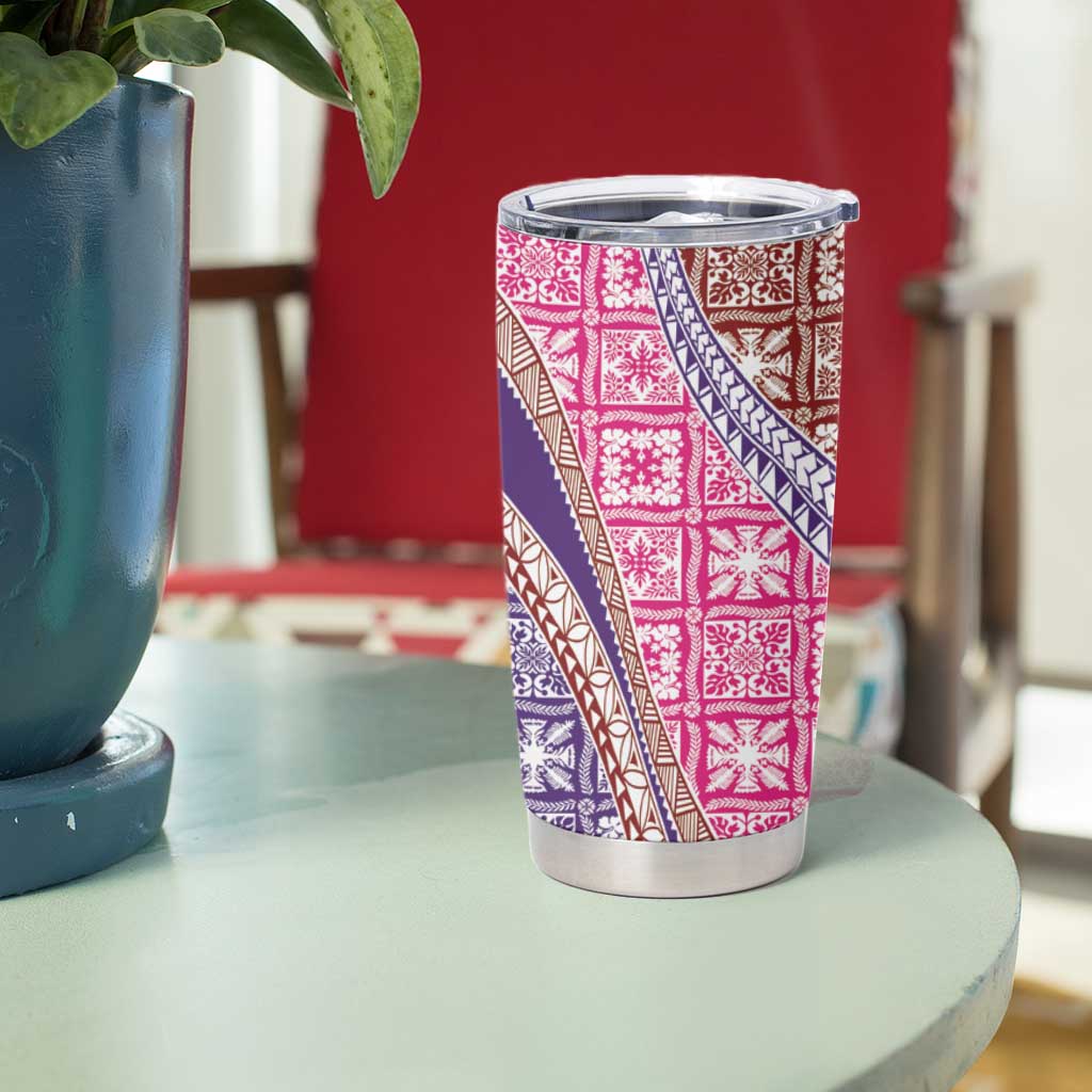 Hawaiian Quilt Pattern Tumbler Cup Sweet Color Mixed - Polynesian Pride