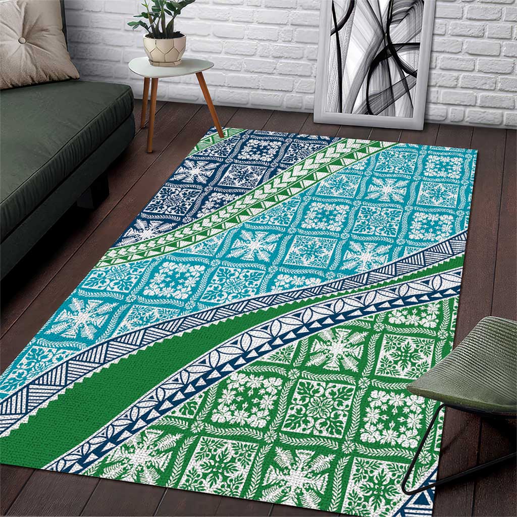 Hawaiian Quilt Pattern Area Rug Fresh Color Mixed LT01 Green - Polynesian Pride