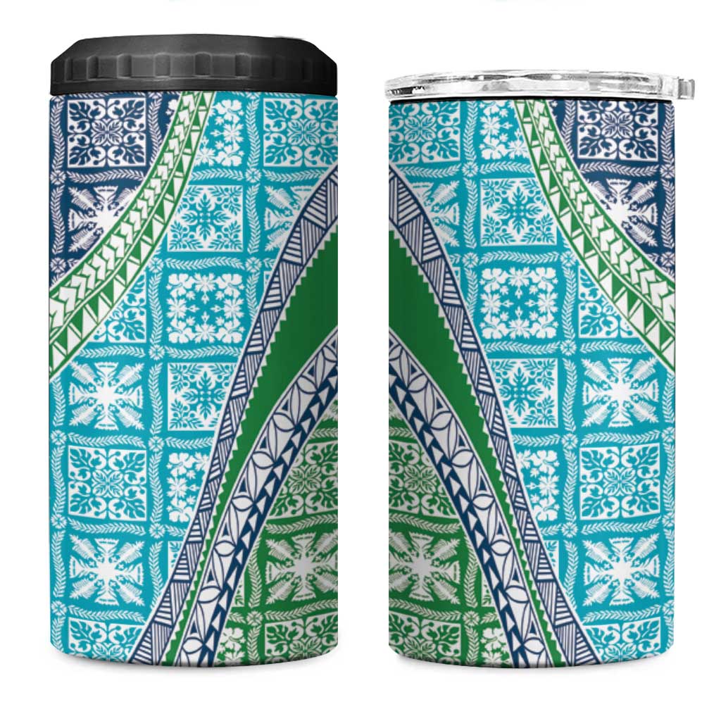 Hawaiian Quilt Pattern 4 in 1 Can Cooler Tumbler Fresh Color Mixed LT01 One Size: 16 oz Green - Polynesian Pride