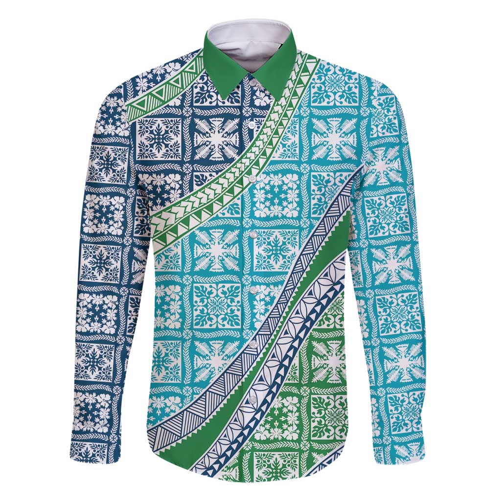 Hawaiian Quilt Pattern Family Matching Long Sleeve Bodycon Dress and Hawaiian Shirt Fresh Color Mixed - Polynesian Pride