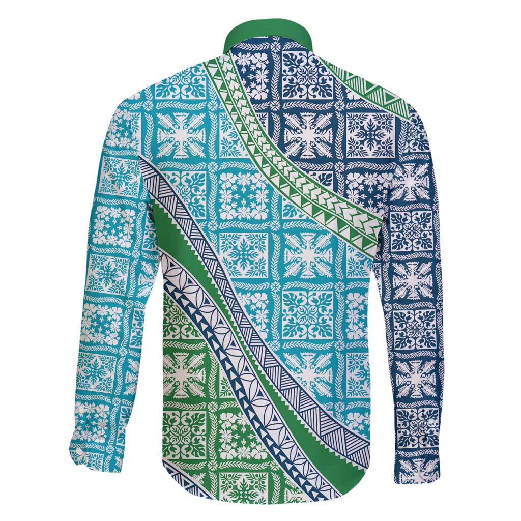 Hawaiian Quilt Pattern Family Matching Off Shoulder Maxi Dress and Hawaiian Shirt Fresh Color Mixed - Polynesian Pride
