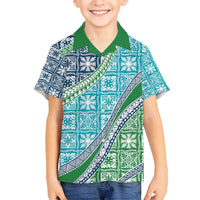 Hawaiian Quilt Pattern Family Matching Summer Maxi Dress and Hawaiian Shirt Fresh Color Mixed - Polynesian Pride
