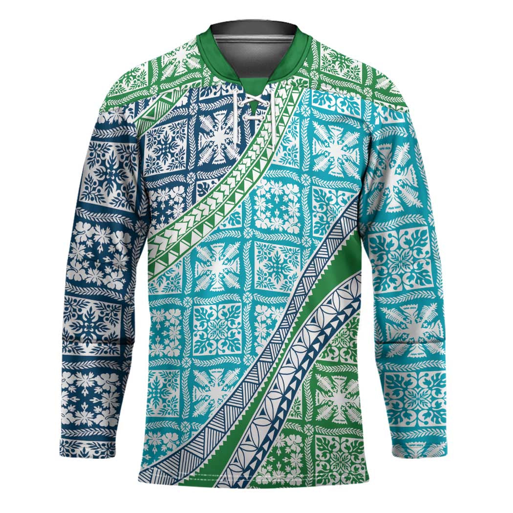 Hawaiian Quilt Pattern Hockey Jersey Fresh Color Mixed - Polynesian Pride