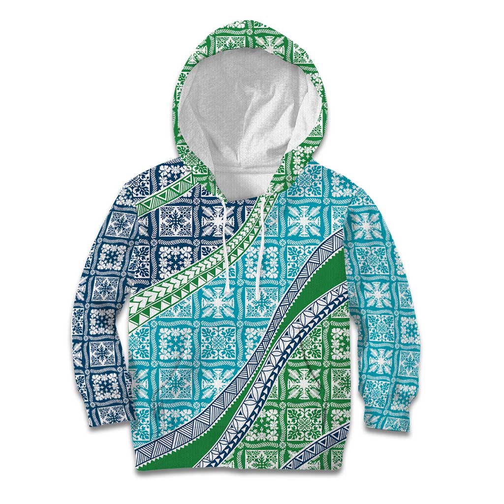 Hawaiian Quilt Pattern Kid Hoodie Fresh Color Mixed LT01 Hoodie Green - Polynesian Pride