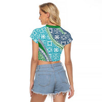 Hawaiian Quilt Pattern Raglan Cropped T Shirt Fresh Color Mixed LT01 - Polynesian Pride