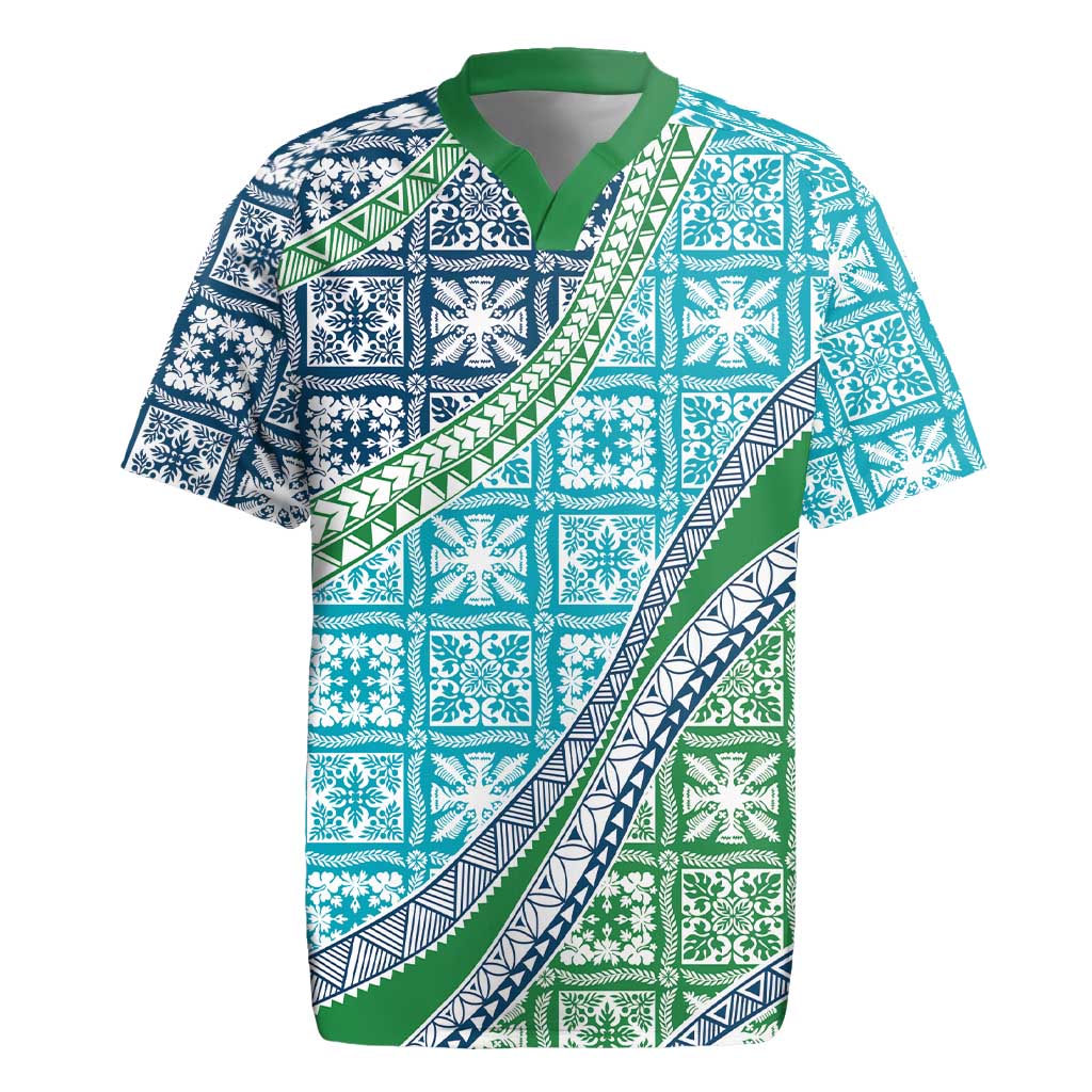 Hawaiian Quilt Pattern Rugby Jersey Fresh Color Mixed LT01 Green - Polynesian Pride