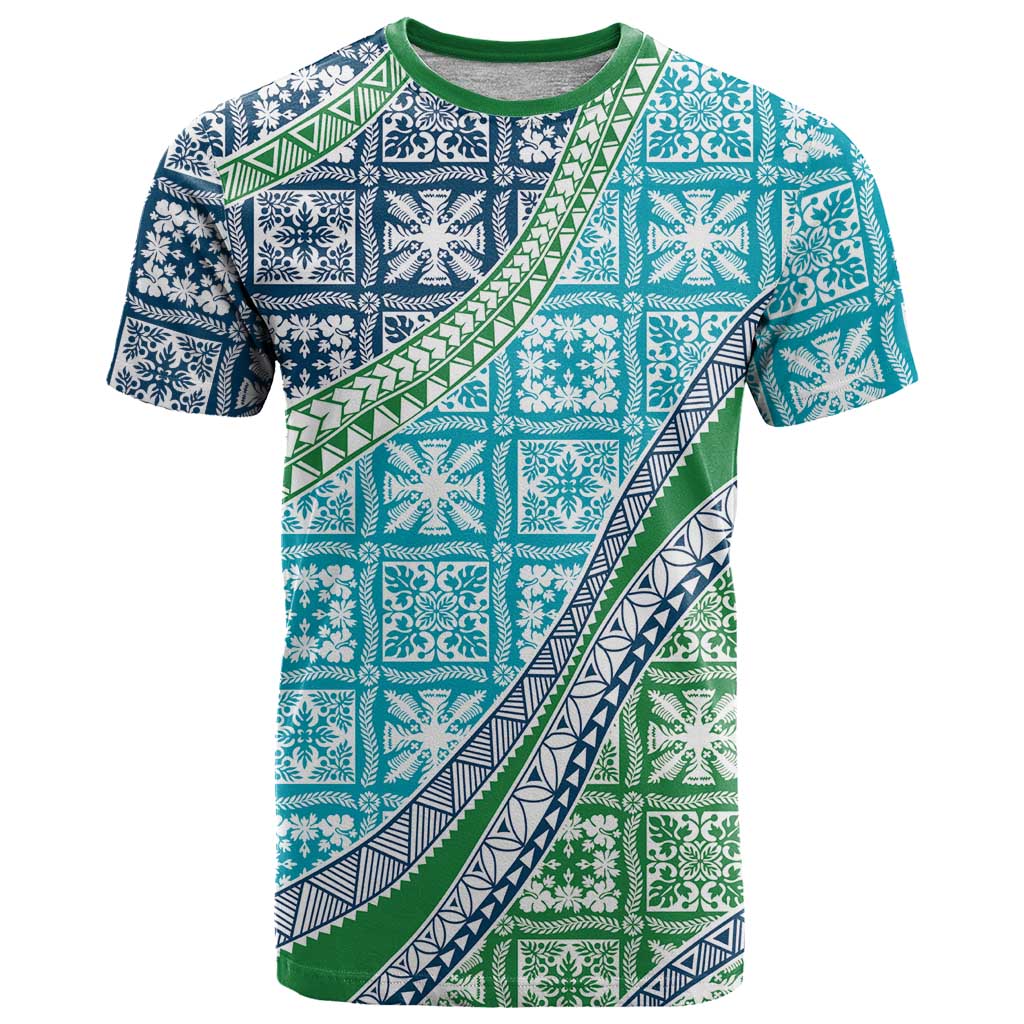 Hawaiian Quilt Pattern T Shirt Fresh Color Mixed LT01 Green - Polynesian Pride