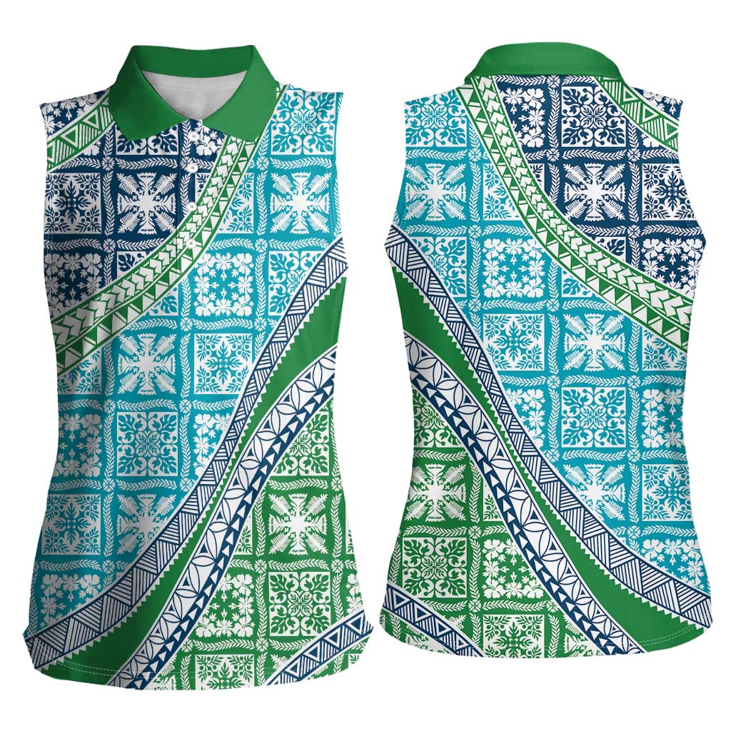 Hawaiian Quilt Pattern Women Sleeveless Polo Shirt Fresh Color Mixed LT01 - Polynesian Pride