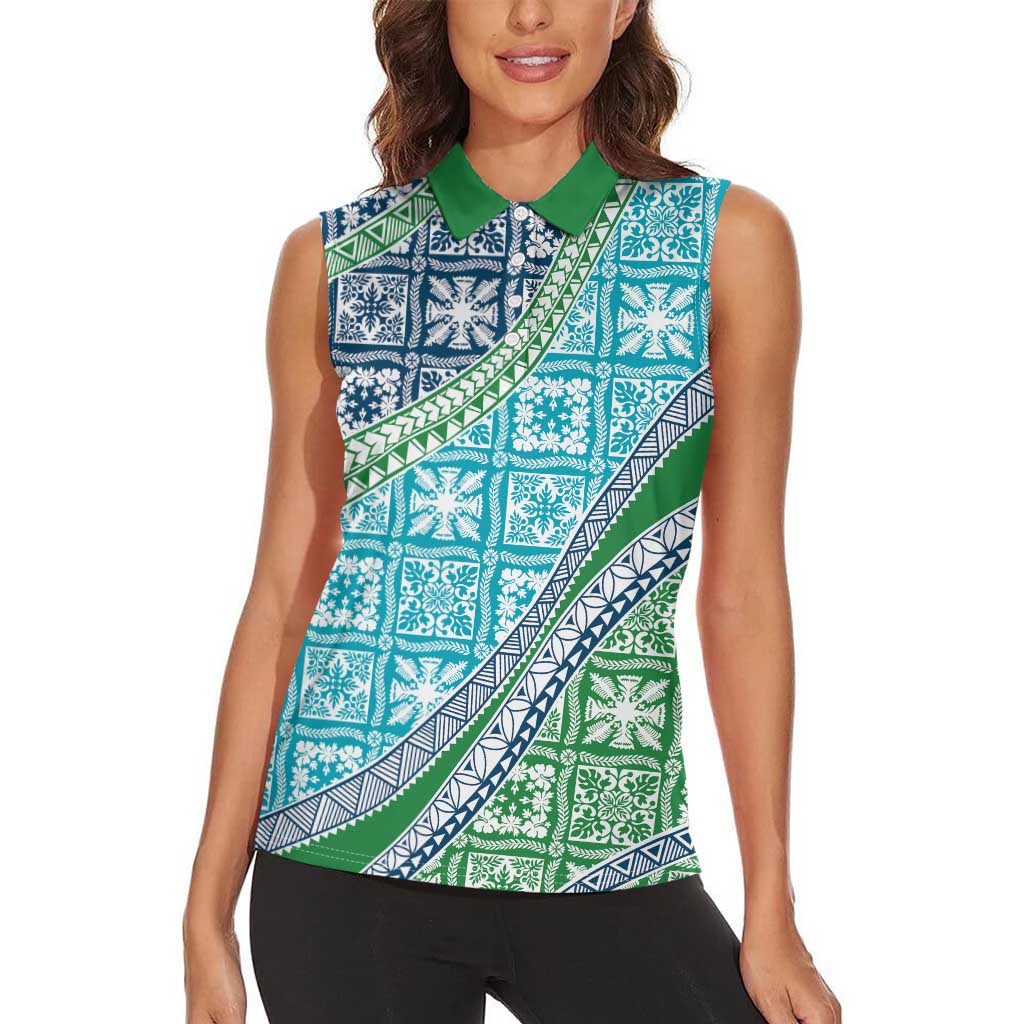 Hawaiian Quilt Pattern Women Sleeveless Polo Shirt Fresh Color Mixed LT01 - Polynesian Pride