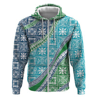 Hawaiian Quilt Pattern Zip Hoodie Fresh Color Mixed LT01 Zip Hoodie Green - Polynesian Pride