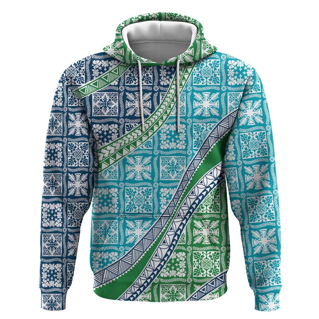 Hawaiian Quilt Pattern Zip Hoodie Fresh Color Mixed LT01 Pullover Hoodie Green - Polynesian Pride