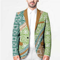 Hawaiian Quilt Pattern Blazer Green Chestnut Color Mixed - Polynesian Pride