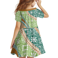 Hawaiian Quilt Pattern Family Matching Off Shoulder Maxi Dress and Hawaiian Shirt Green Chestnut Color Mixed LT01 - Polynesian Pride