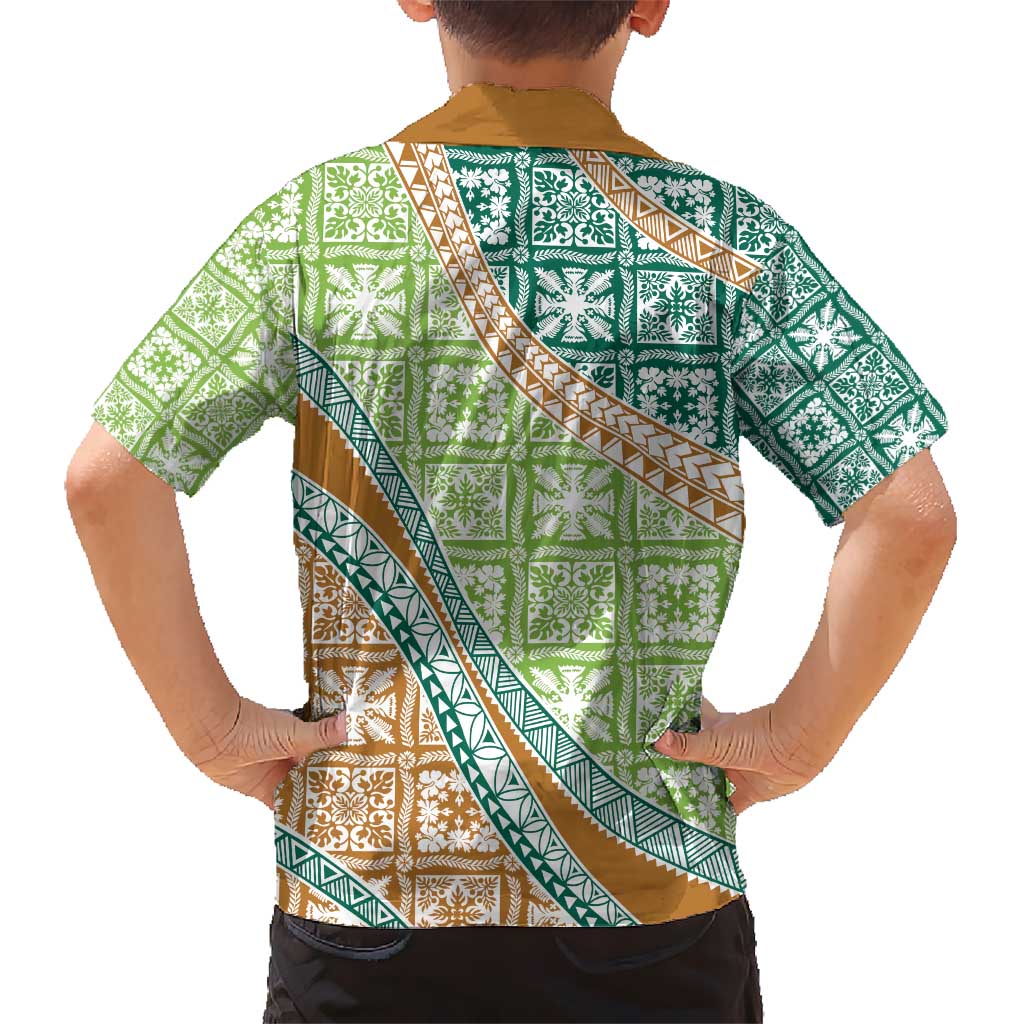 Hawaiian Quilt Pattern Hawaiian Shirt Green Chestnut Color Mixed LT01 - Polynesian Pride