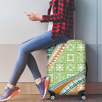 Hawaiian Quilt Pattern Luggage Cover Green Chestnut Color Mixed - Polynesian Pride