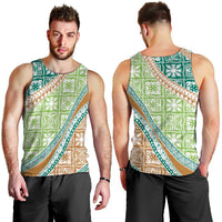 Hawaiian Quilt Pattern Men Tank Top Green Chestnut Color Mixed - Polynesian Pride