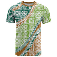 Hawaiian Quilt Pattern T Shirt Green Chestnut Color Mixed LT01 Green - Polynesian Pride