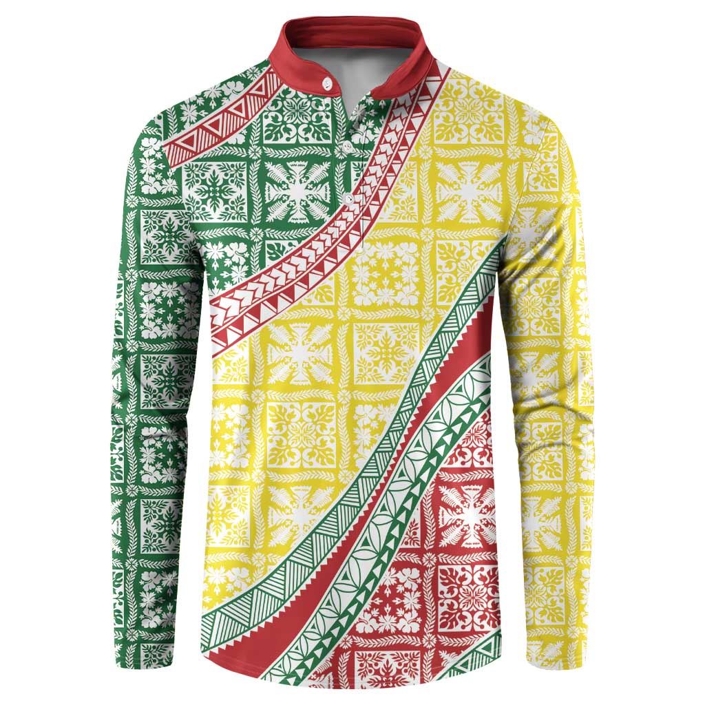 Hawaiian Quilt Pattern Button Sweatshirt Special Color Mixed LT01 Multicolor - Polynesian Pride
