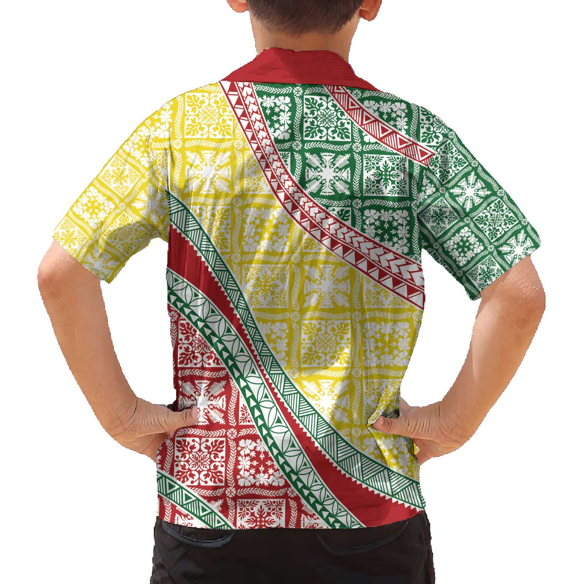 Hawaiian Quilt Pattern Family Matching Off The Shoulder Long Sleeve Dress and Hawaiian Shirt Special Color Mixed - Polynesian Pride