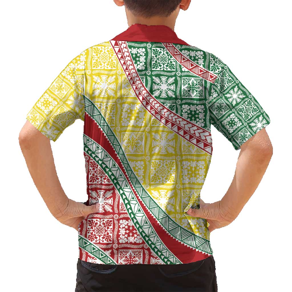 Hawaiian Quilt Pattern Family Matching Puletasi and Hawaiian Shirt Special Color Mixed - Polynesian Pride