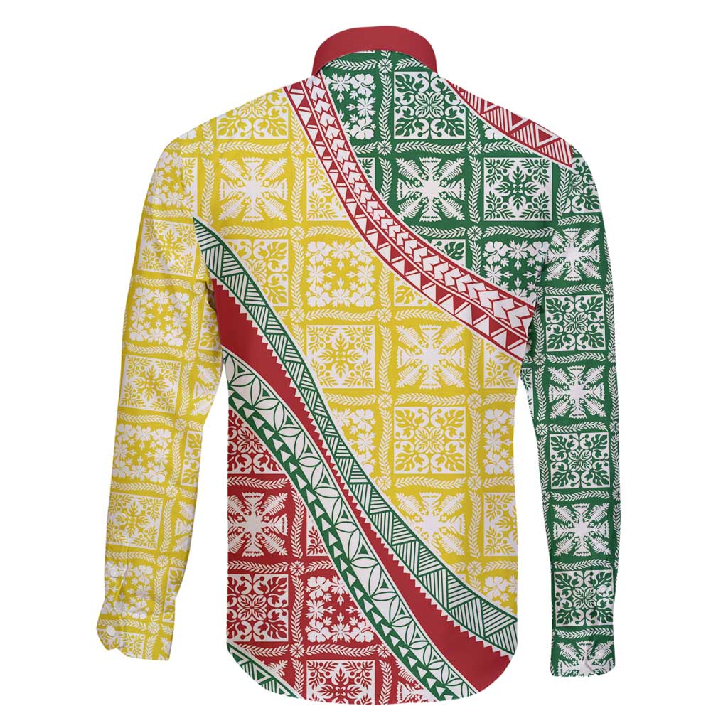 Hawaiian Quilt Pattern Family Matching Summer Maxi Dress and Hawaiian Shirt Special Color Mixed - Polynesian Pride