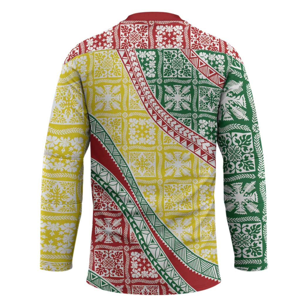 Hawaiian Quilt Pattern Hockey Jersey Special Color Mixed - Polynesian Pride