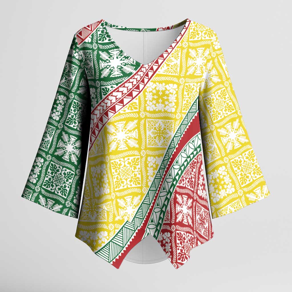 Hawaiian Quilt Pattern Kimono Sleeve Blouse Special Color Mixed LT01 Female Multicolor - Polynesian Pride