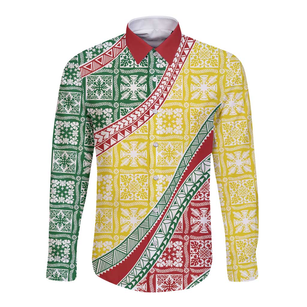 Hawaiian Quilt Pattern Long Sleeve Button Shirt Special Color Mixed LT01 Unisex Multicolor - Polynesian Pride
