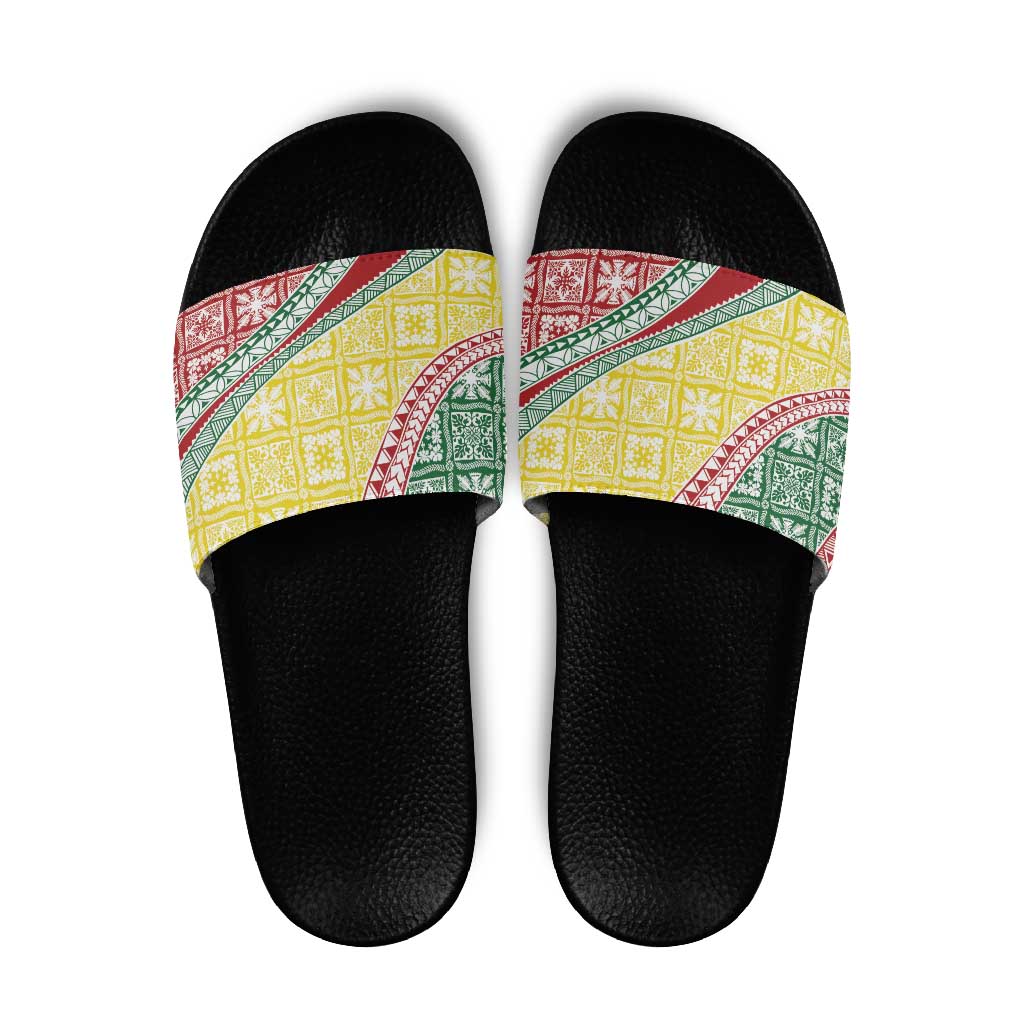 Hawaiian Quilt Pattern Slide Sandals Special Color Mixed - Polynesian Pride