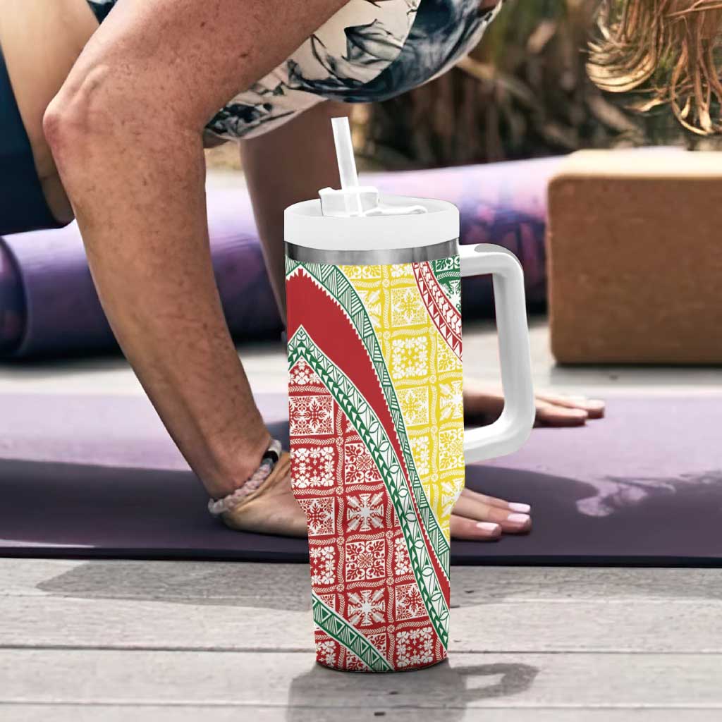 Hawaiian Quilt Pattern Tumbler With Handle Special Color Mixed - Polynesian Pride