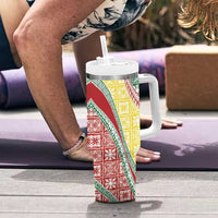 Hawaiian Quilt Pattern Tumbler With Handle Special Color Mixed - Polynesian Pride