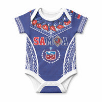 Custom Rugby Samoa 2026 Baby Onesie UlaFala Polynesian Pattern LT01 Blue - Polynesian Pride