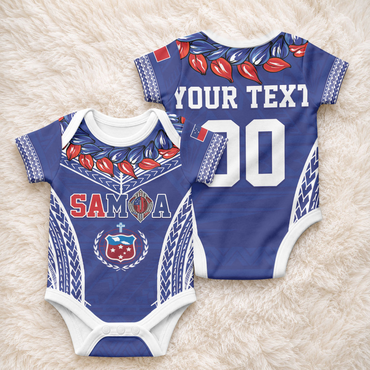 Custom Rugby Samoa 2026 Baby Onesie UlaFala Polynesian Pattern LT01 - Polynesian Pride