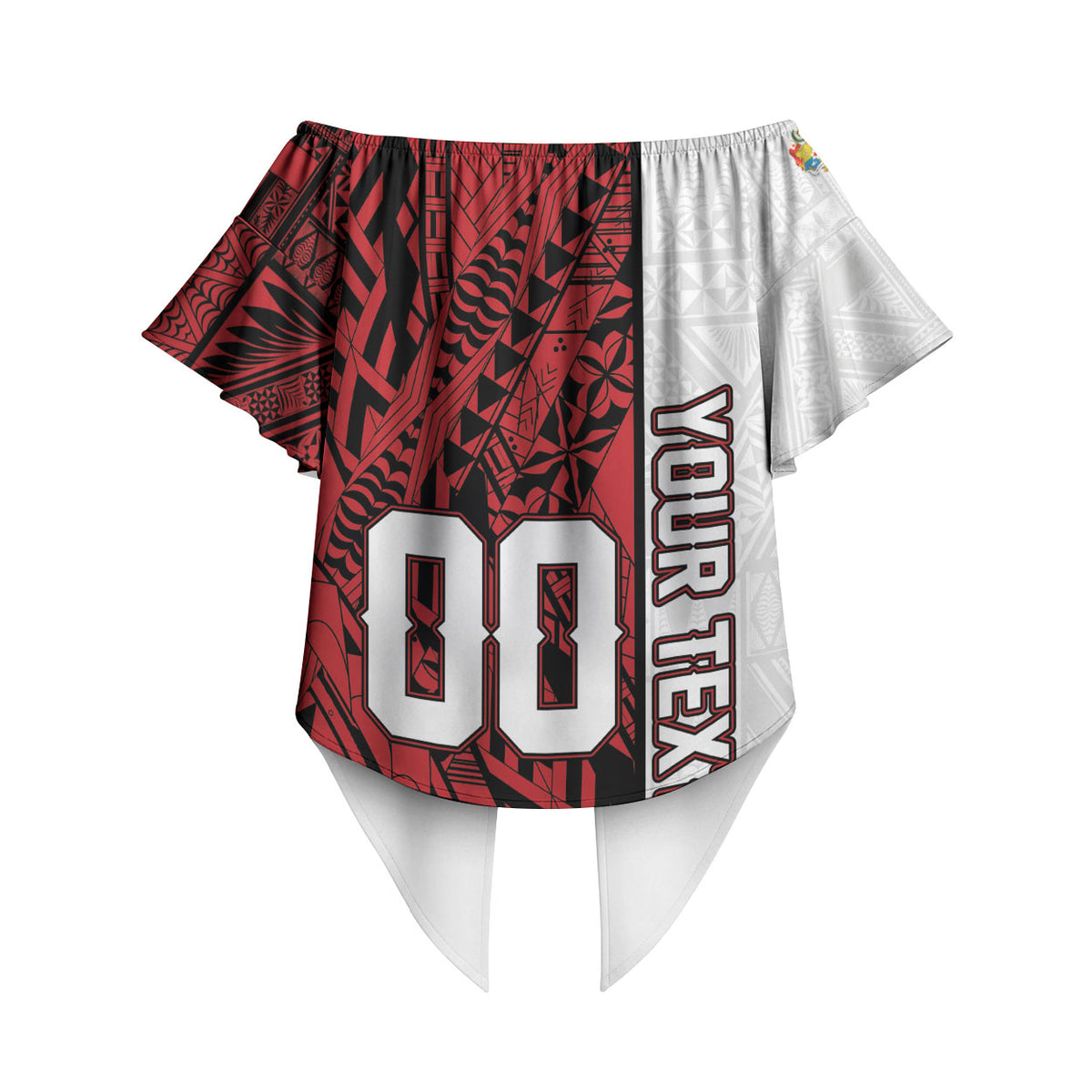Custom Rugby Tonga 2026 Off Shoulder Wrap Waist Top Ngatu Pattern Special Version