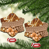 Fiji Masi Ceramic Ornament Bula Fijian Masi Tapa Vintage Style LT01 Snow Flake Brown - Polynesian Pride
