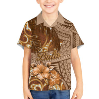 Personalised Fiji Masi Kid Hawaiian Shirt Bula Fijian Masi Tapa Vintage Style LT01 Kid Brown - Polynesian Pride