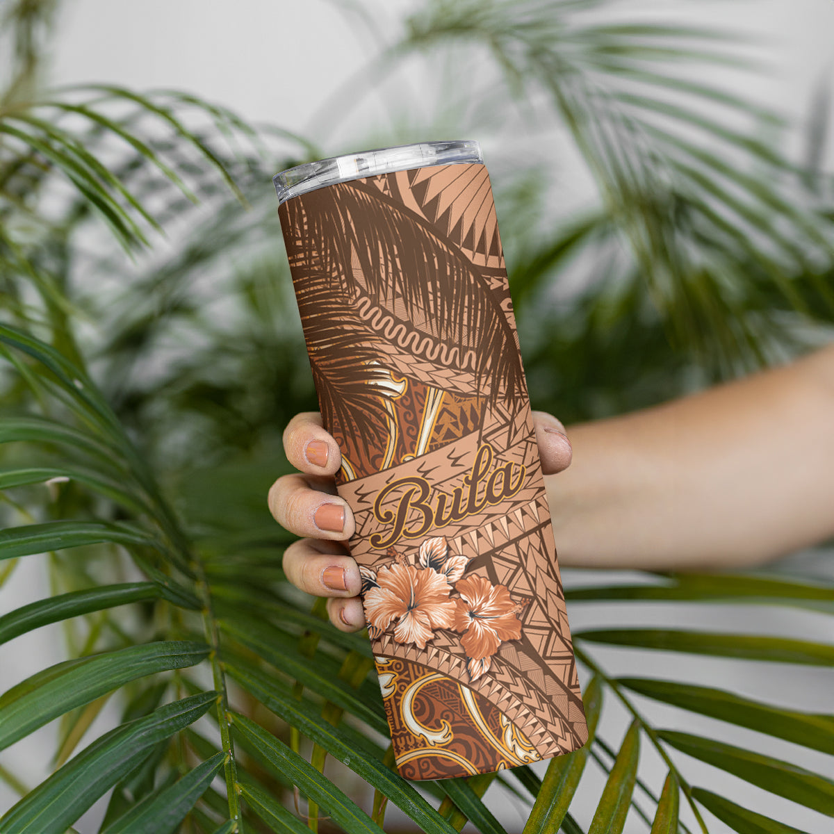 Fiji Masi Skinny Tumbler Bula Fijian Masi Tapa Vintage Style LT01 - Polynesian Pride