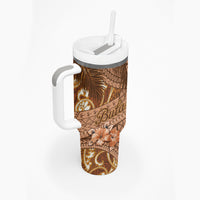 Personalised Fiji Masi Tumbler With Handle Bula Fijian Masi Tapa Vintage Style