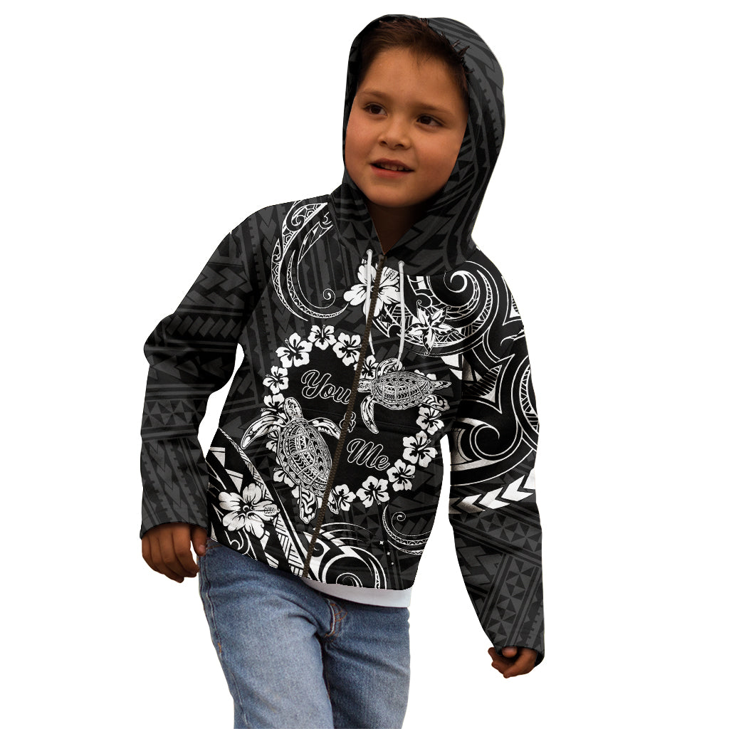 Polynesian Turtle Valentine Kid Hoodie You And Me Hibiscus Heart LT01 - Polynesian Pride
